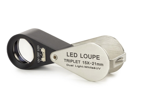 Lup 15x - 21 mm. LED & UV-lys
